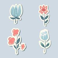 Spring sticker flower. Hand drawn style. Springtime element. Vector seasonal element.