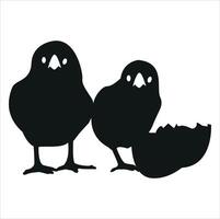 black and white chick silhouette vector