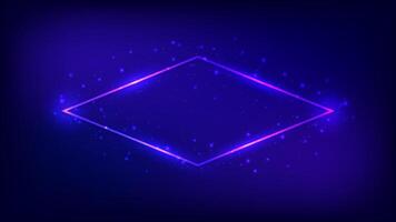 Neon rhombus frame with shining effects vector