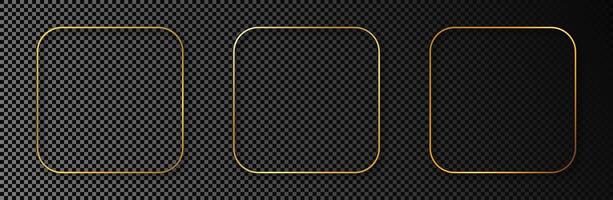 Gold glowing rounded square frame vector