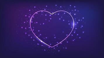 Neon frame in heart form with shining effects vector