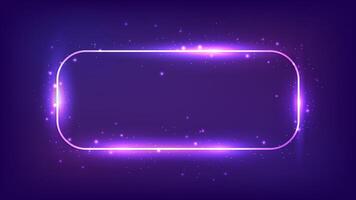 Neon rectangular frame with shining effects vector