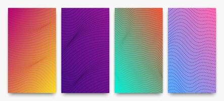 Set of halftone gradient backgrounds with dots vector