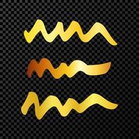 Gold wavy grunge brush strokes vector