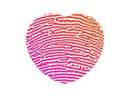 Fingerprint heart silhouette vector