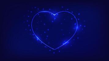 Neon frame in heart form with shining effects vector