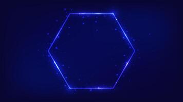 Neon hexagon frame with shining effects vector