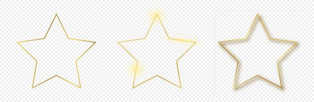 Gold glowing star shape frame vector