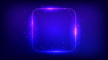 Neon rounded square frame with shining effects vector