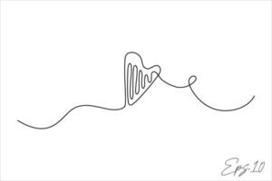 continuous line drawing of a harp musical instrument vector