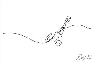 continuous line vector illustration of scissors