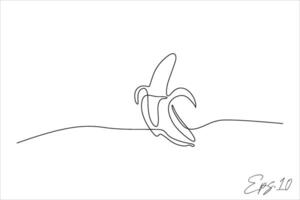 continuous line vector illustration of banana fruit