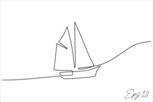 continuous line drawing of a sailing ship vector