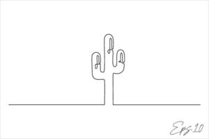 continuo línea dibujo de cactus árbol vector