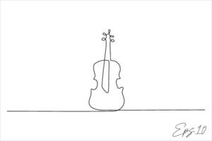 continuo línea dibujo de un violín musical instrumento vector