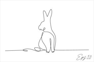 continuo línea dibujo de un Conejo vector