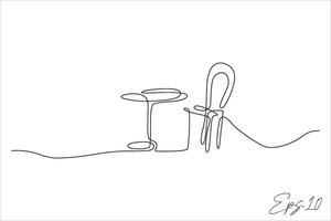 continuo línea dibujo de sillas y mesa vector
