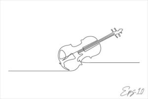 continuo línea vector ilustración diseño de violín