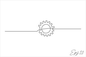 continuous line drawing of a gear vector