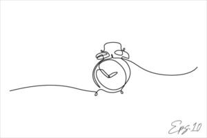 continuous line vector illustration design of alarm clock