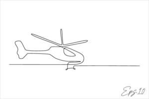 continuo línea dibujo de un helicóptero vector