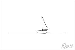 continuous line vector illustration design of a boat