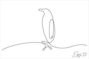 Continuous line drawing of a penguin bird vector