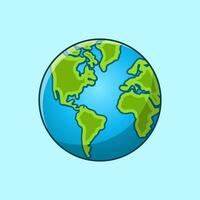 Earth vector illustration with highlight and shadow isolated on light blue background