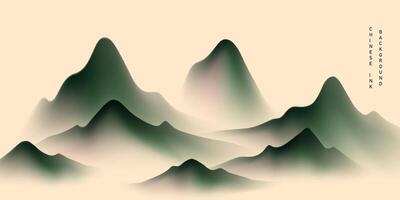 Modern design vector illustration of beautiful Chinese ink landscape painting.