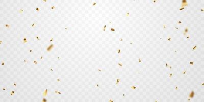 Golden confetti and zigzag ribbon falling from above streamer, tinsel vector