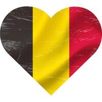 Belgium flag in heart shape grunge vintage. Belgian flag heart. Vector flag, symbol.