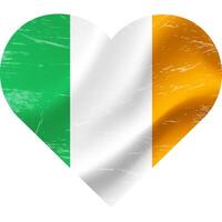 Ireland flag in heart shape grunge vintage. Irish flag heart. Vector flag, symbol.