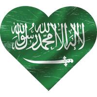 Saudi Arabia flag in heart shape grunge vintage. Saudi Arabia flag heart. Vector flag, symbol.