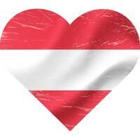 Austria flag in heart shape grunge vintage. Austrian flag heart. Vector flag, symbol.