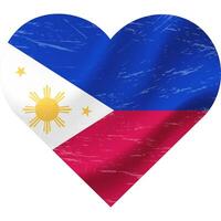 Philippines flag in heart shape grunge vintage. Philippines flag heart. Vector flag, symbol.