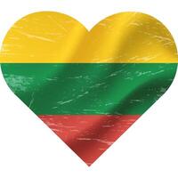 Lithuania flag in heart shape grunge vintage. Lithuania flag heart. Vector flag, symbol.