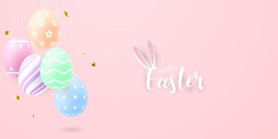 happy easter background eggs greeting card vector illustration