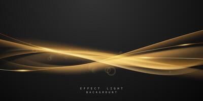 Abstract beautiful golden light line effect design vector illustration on elegant black background