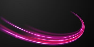 Elegant abstract light line effect design vector illustration on black background.