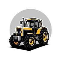 yellow tractor illustration vector image