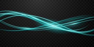 Elegant abstract light line effect design vector illustration on black background.