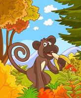 vector illustration of a monkey in the jungle