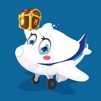 Friendly airplane character vector