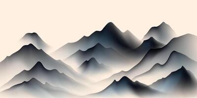 Modern design vector illustration of beautiful Chinese ink landscape painting.