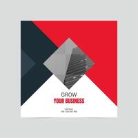 Red modern grow your business social media cover template vector