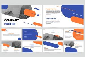Blue and orange modern business work report slide presentation template vector