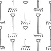 garden tool set care line pattern textile vector