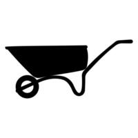 garden cart carry load wheels black icon vector
