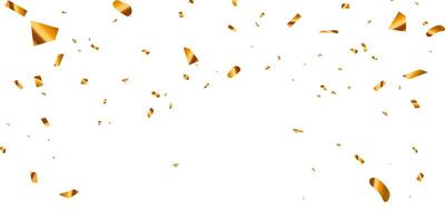 Golden confetti and zigzag ribbon falling from above Streamers, tinsel vector