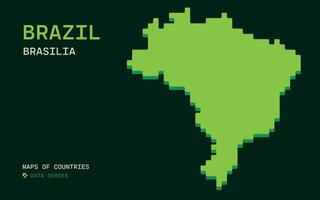 Brasil mapa mostrado en píxel datos modelo. icloud países vector